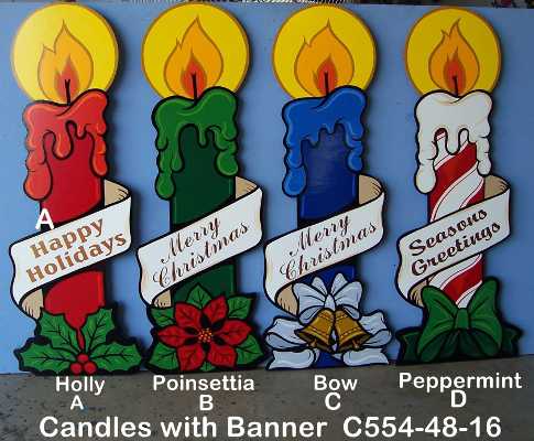 C554AHolly Candle with Banner